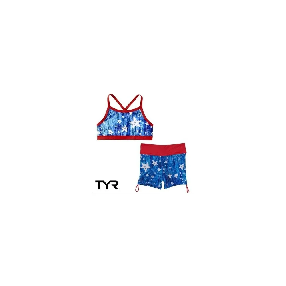 TYR‎ Kids Two Piece Swimsuit Size Small 6X Twinkle USA Patriotic UPF 50+ NEW
